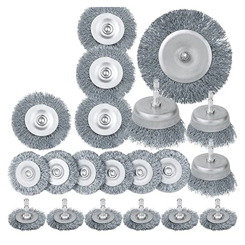 

Набор щеток для круга с проволочной кружкой, грубая ОБЖИМНАЯ углеродистая сталь, Набор щеток для колес и кружек, ручка 1/4 дюйма