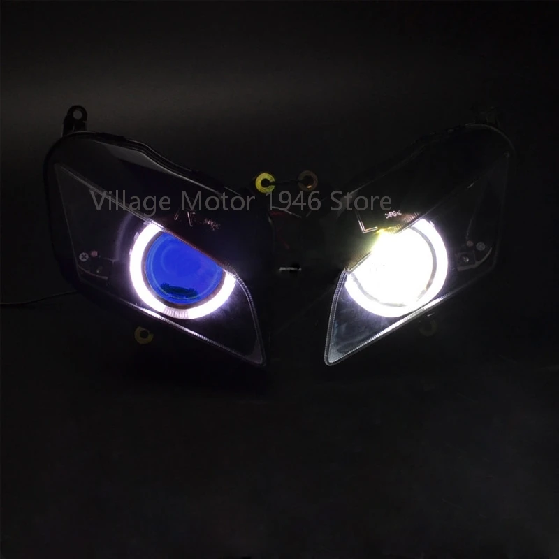 Передняя фара для мотоцикла лампа головного света с HID белым ангельским глазом