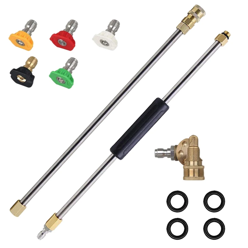 

Pressure Washer Extension Spray Wand with 5 Spray Nozzle Tips 1 Pivoting Coupler, 4000 PSI Power Washer Cleaner Accessories
