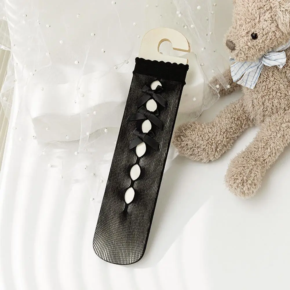 

1 Pair Calf Socks Bow Tie Chinlon Sweat Absorption Summer Toddler Calf Floor Socks Baby Socks for Daily Use