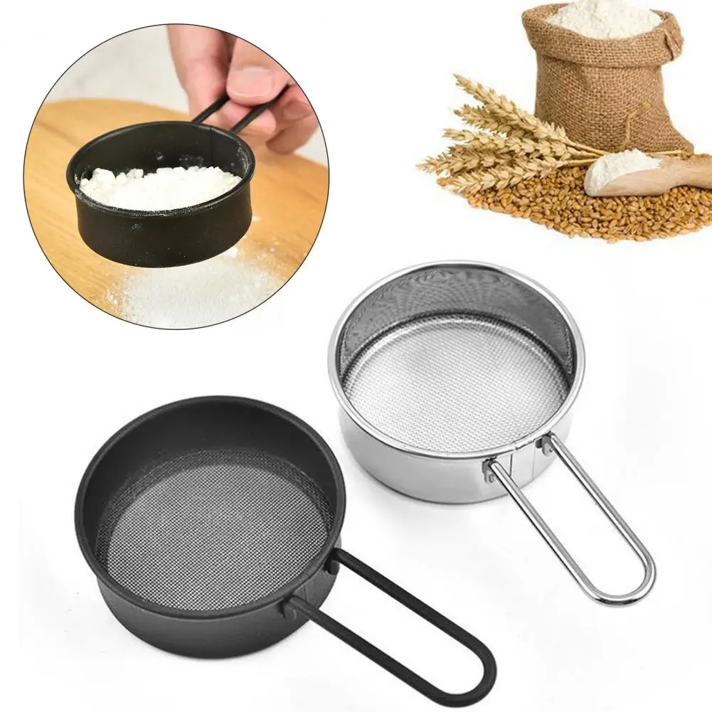 

Fine Mesh Flour Sieve With Handle Reinforced Frame Round Baking Sifter Stainless Steel Powder Drainer Kitchen Tool