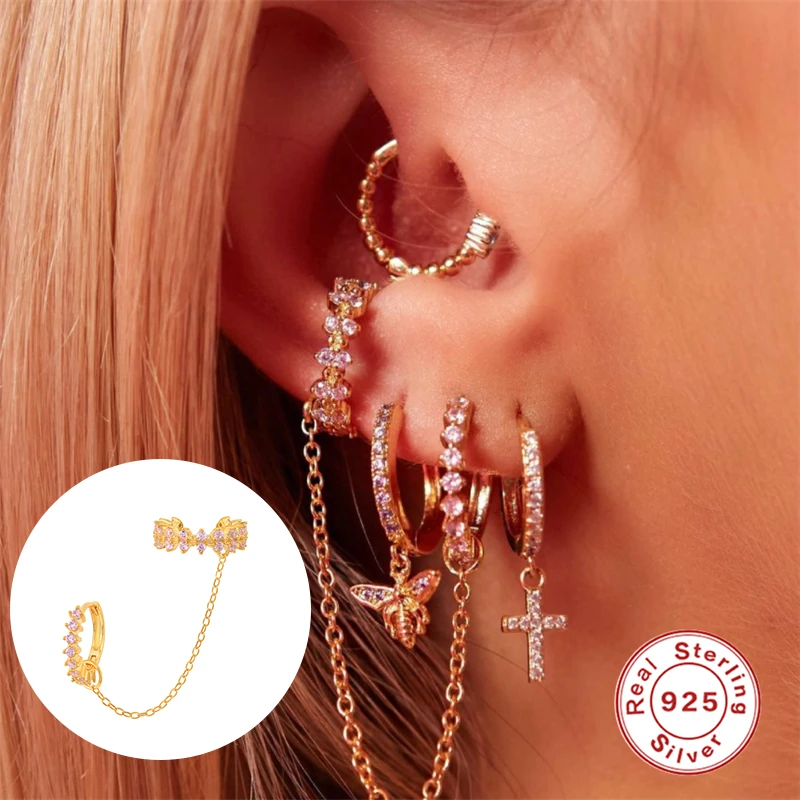 

Aide 5 Styles Earrings Unusual Chain Tassel Hoop Charms Colored Crystal Punk Exaggerate Earrings For Women Party Jewelry