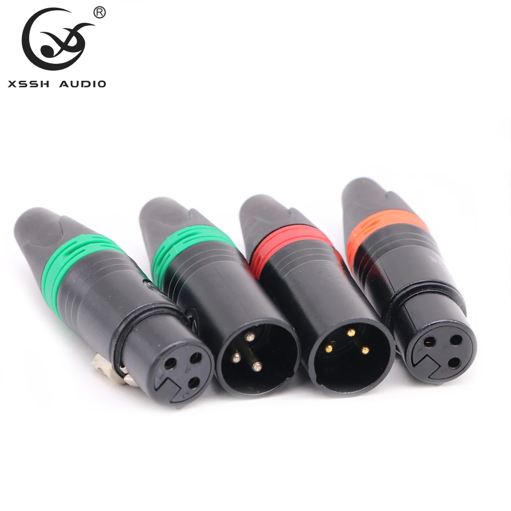 Hi-end YIVO XSSH аудио DIY OEM ODM разъем для микрофона, латунное покрытие, Золотой пластиковый корпус, 3 контакта, гнездо, штекер XLR разъем