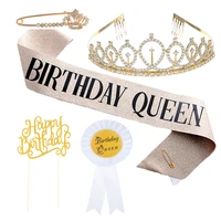 birthday sash tiara gifts for women birthday party supply rhinestone tiara kit birthday queen sash