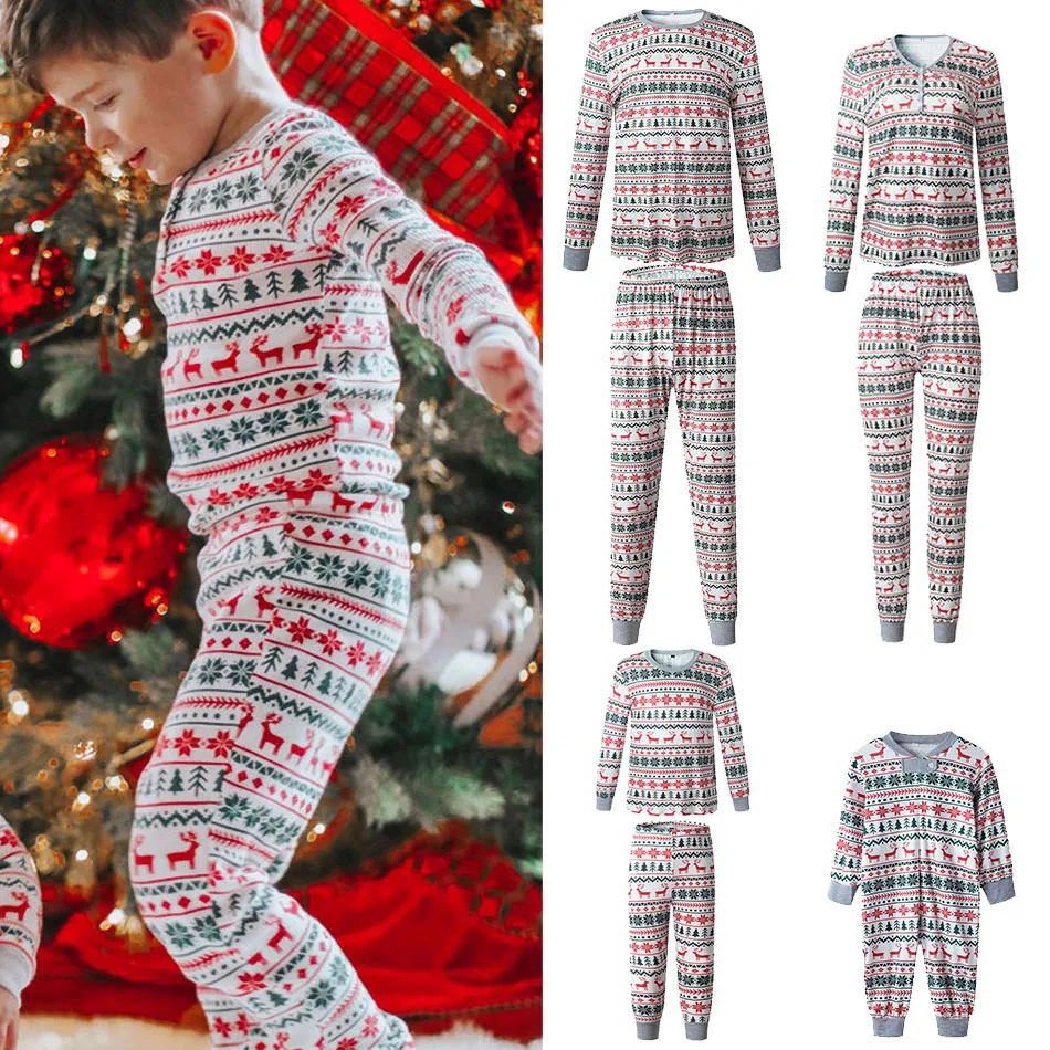 

Baby Children Merry Christmas Family Matching Outfits Kids Christmas Clothes Boys Girls Holiday Pajamas Snowflake Clothing Set