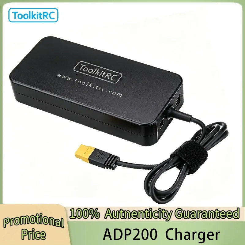Фото Адаптер питания ToolkitRC ADP200 AC, 200 Вт, выход XT60, 19,5 В, 10,3 А, для RC iSDT GTPower HotRC SkyRC