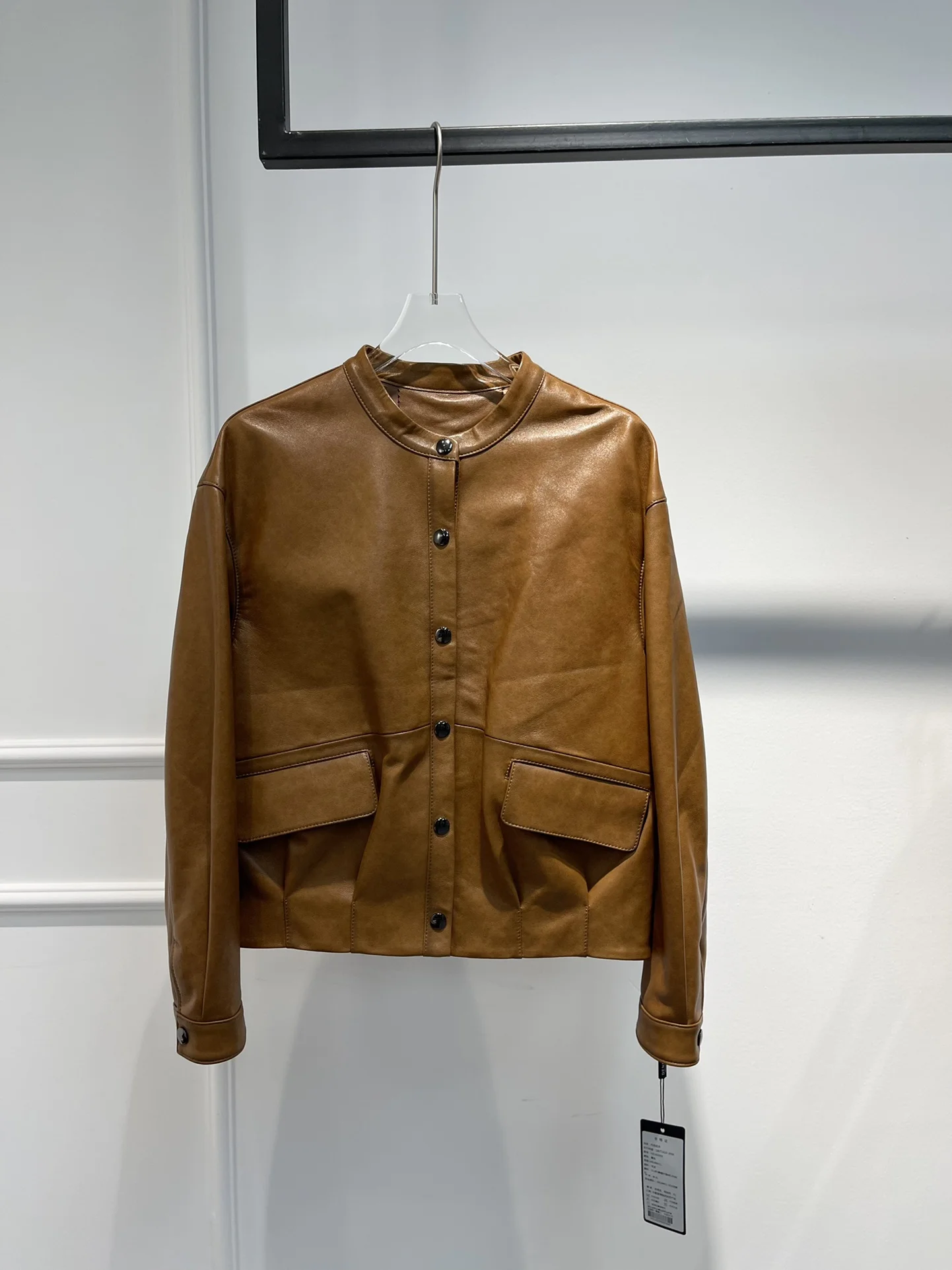 

Brown Black Sheepskin Bombe Women Jacket New Arrival Latest 2022 Autumn Winter Collection Genuine Leather Long Sleeve Coat
