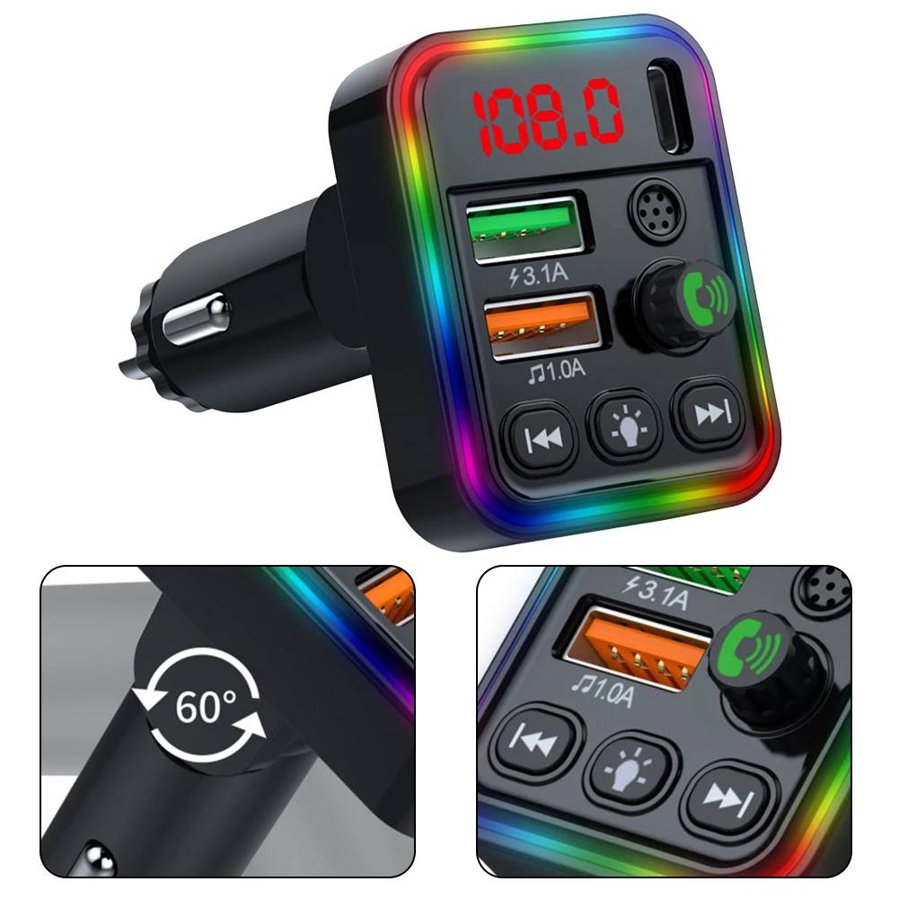 

FM Transmitter Modulator Car Wireless Bluetooth 5.0 USB Fast Charger Auto Aux Radio Mp3 Player Music Hands Free Car Kit