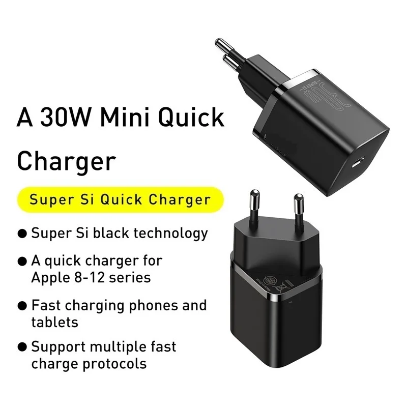 

Top. Si 30W USB C Charger Adapter for iPhone 13 12 Pro Max Type C QC 3.0 PD Fast Charge for Xiaomi Phone Quick Charger