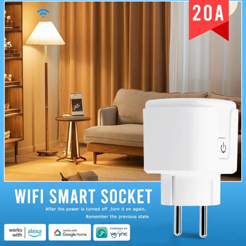 

20A WiFi Smart Plug EU With Power Monitoring Vesync APP Timing / Voice Control Smart Home Work With Alexa Google Home