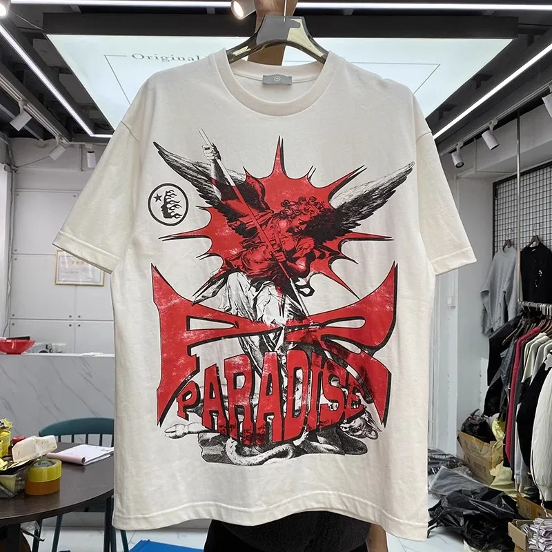 

Round Neck Vintage Hellstar T-shirt Men Women Tee Tops Mon Compte