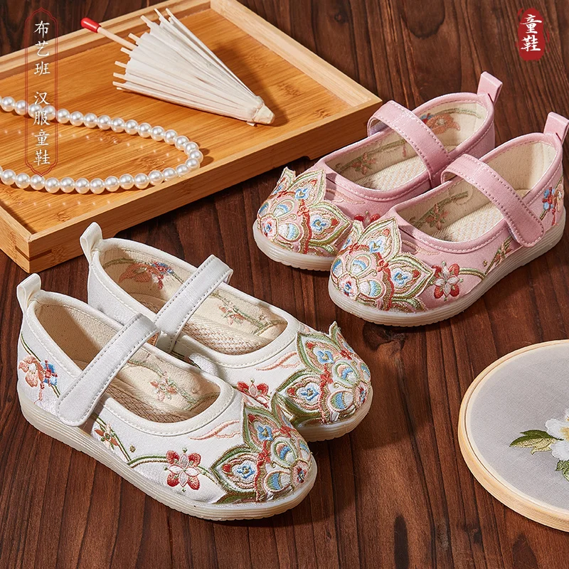 Детская обувь Hanfu весна-осень для девочек в старинном стиле вышитая китайском