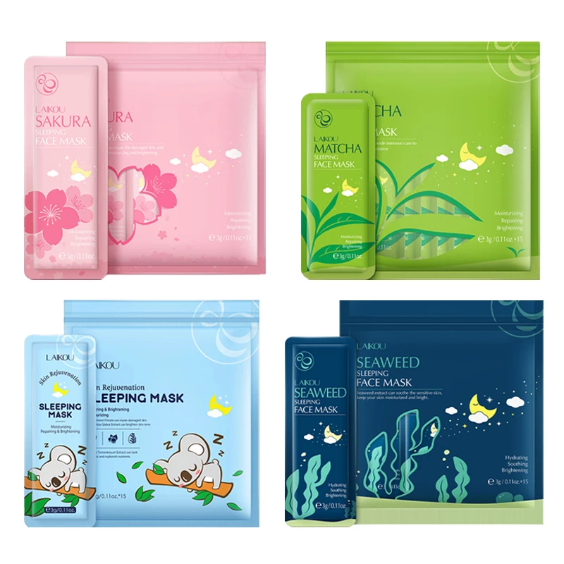 

60pcs LAIKOU Sakura Sleeping Facial Masks Moisturizing Anti-wrinkle Hydrating Sleep Face Mask Skincare Facial Mask for Skin Care