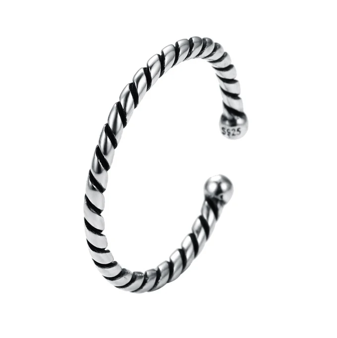 MEETSOFT Регулируемые кольца-цепочки из серебра 925 пробы с надписью на удачу для