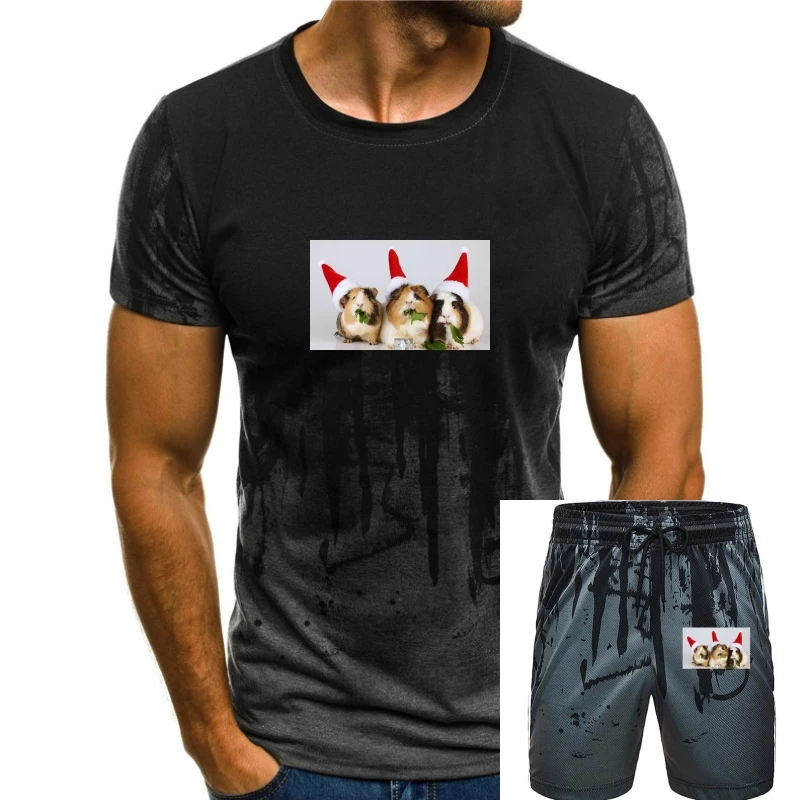 

Men Short sleeve tshirt Christmas Guineapigs T Shirt Women t-shirt