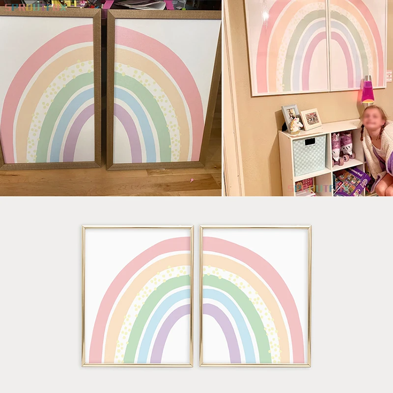 Скандинавская Акварельная большая Радужная настенная Картина на холсте