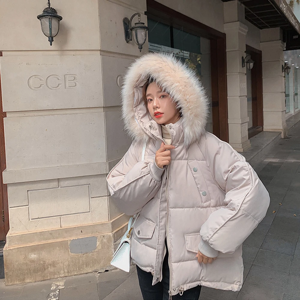 Winter Anti-cold Cotton Coat Korean Version with Hat Loose and Thick Short Style Cotton-padded Jacket Warm Parka Women's Coat
