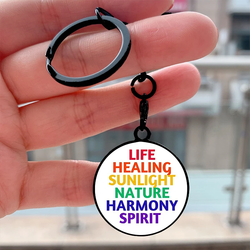 

Fashion Life healing sunlight natuare harmon Cool Key Tag Motorcycles Cars Backpack Chaveiro Keychain For Friends Key Ring Gifts