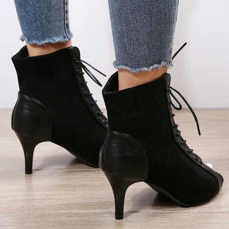 Женские сандалии на высоком каблуке босоножки шнуровке с открытым носком летние