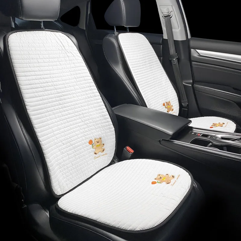 

2022 New Cartoon Bear Cotton Cloth Four Seasons Universal Non-slip Protective Car Seat Cushion Cover