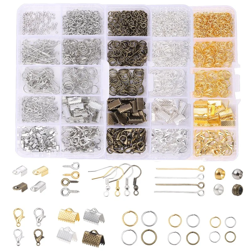 

Jewelry Accessories Making Kit for Earring Hook Lobster Clasp Open Jump Ring Jewelry Supplies Making Connector Set for Beads