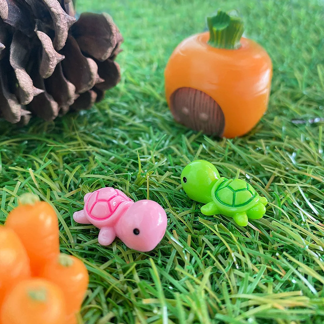 

Creative 10 Pcs Mini Cute Green Turtle Miniature Figurines Dollhouse Bonsai Garden Micro Landscape Decor Fairy Garden Miniatures