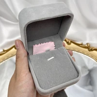 high quality grey velvet box jewelry display ring case pendant necklace gift box organizer wedding ring storage case