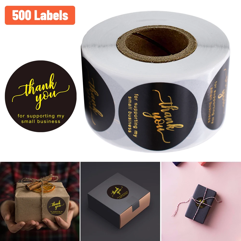 

500 Stickers Thank You for Supporting My Small Business Stickers Classy Retro Sticker for Bags Boxes Tissue Ideal for Crafters