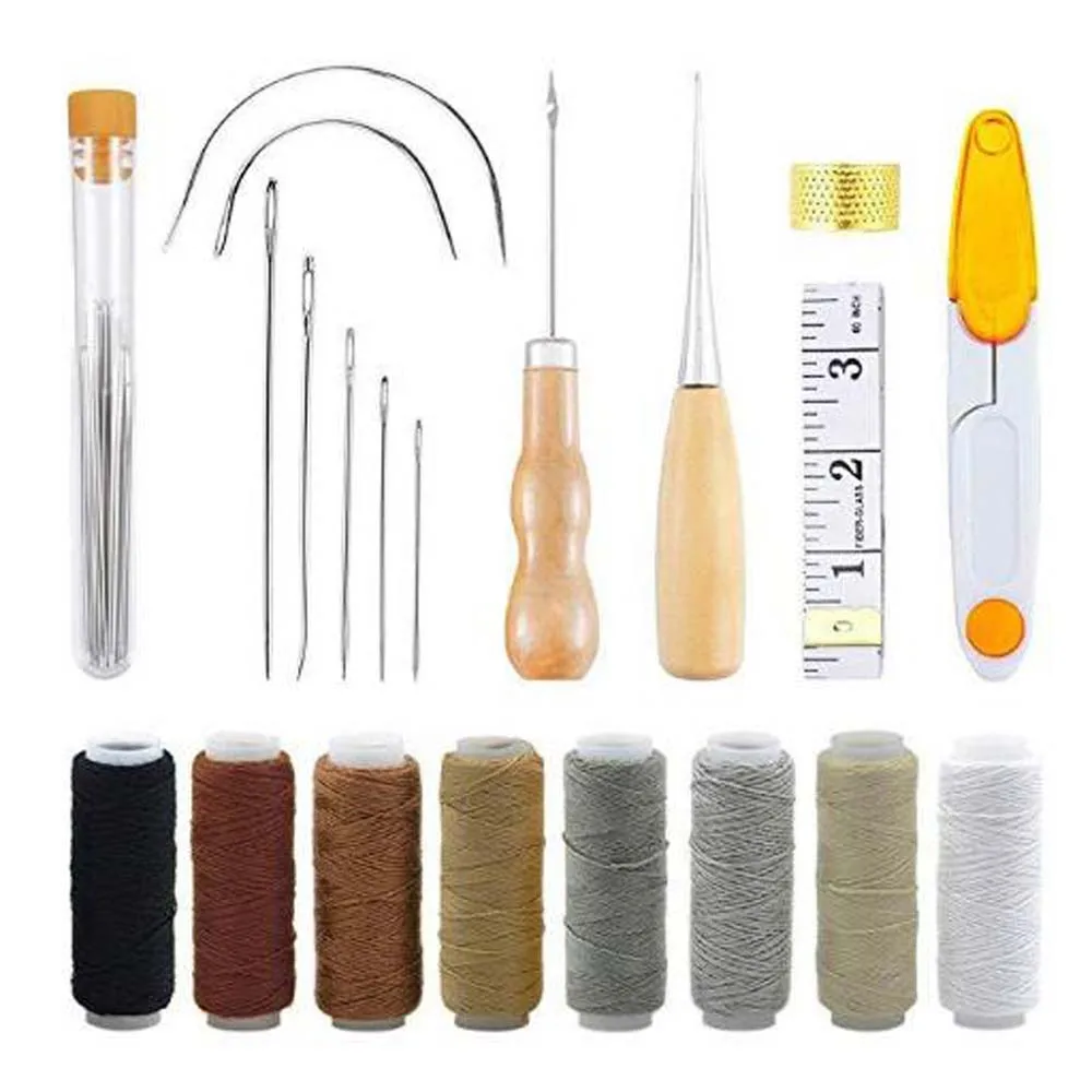 

Leather Sewing Kit Large-Eye Stitching Needles Waxed Thread Hand Sewing Tools DIY Leather Craft Tool
