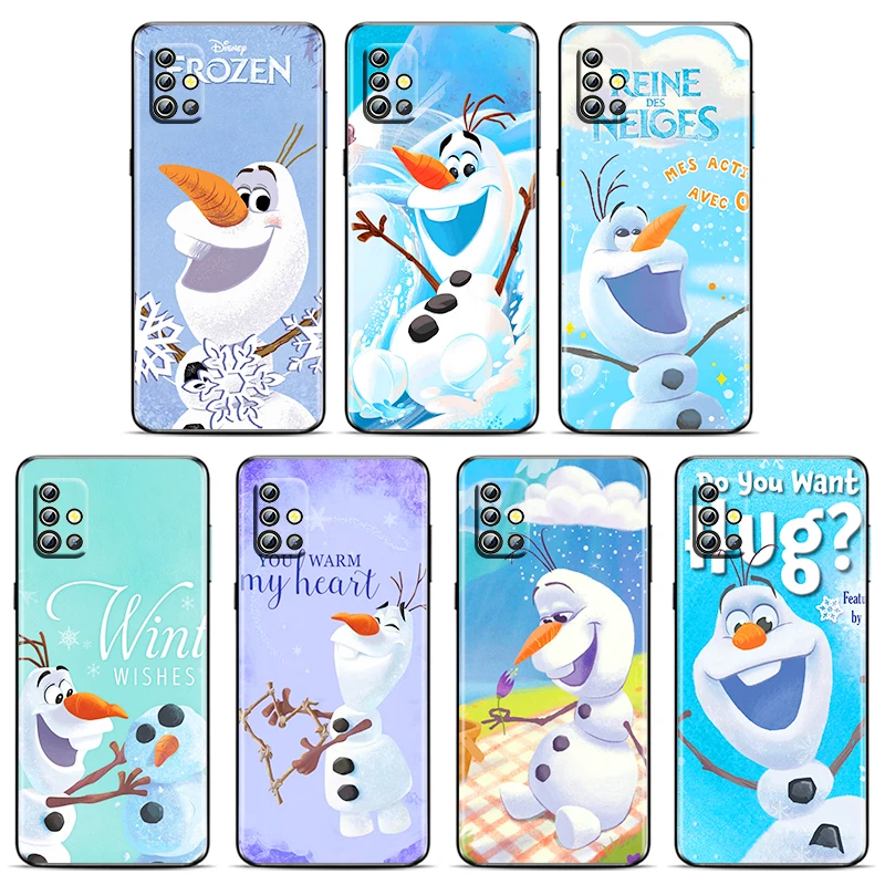 

Cartoon Snowman Elf Olaf Frozen Phone Case For Samsung A73 A72 A71 A53 A52 A51 A42 A33 A32 A23 A22 A21S A13 A12 A03 A02 Black