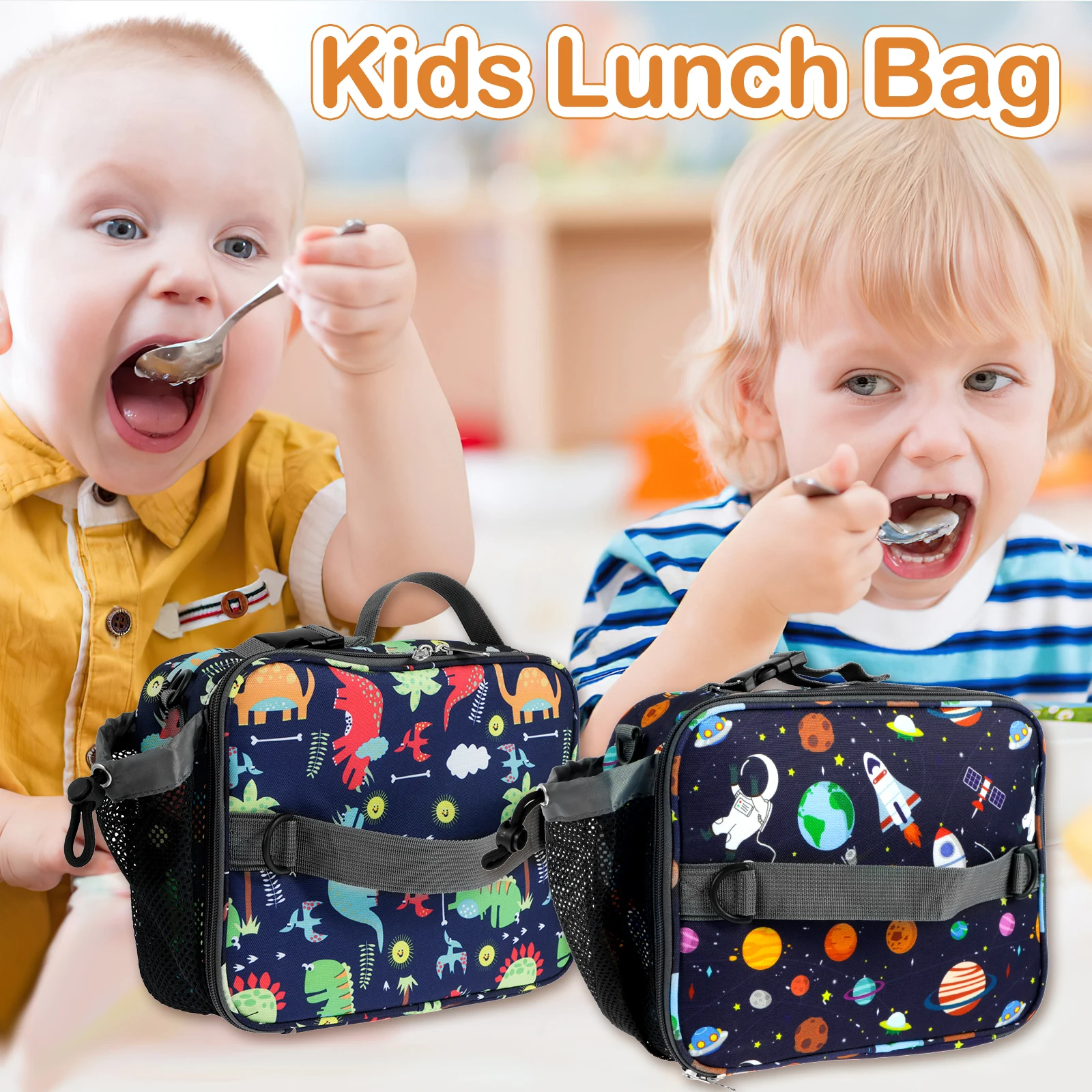 

Kids Lunch Bag Thermal Lunch Shouble Bag Cute School Lunch Bag with Handle Waterproof Lunch Hand Bag 600D Oxford Cloth Portable