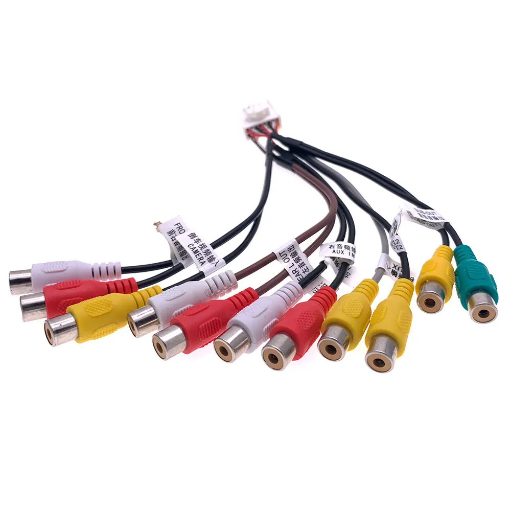 16-контактный автомобильный стерео радиоприемник 11 RCA Aux аудио видео камера