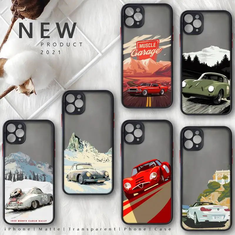 

sport car illustration design Phone Case matte transparent For iphone 7 8 11 12 13 plus mini x xs xr pro max cover