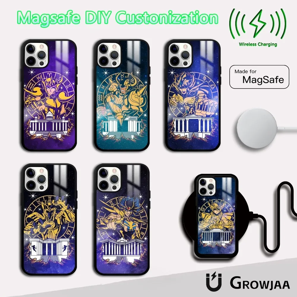 Чехол для телефона S-Saint S-Seiya в стиле аниме iPhone 16 15 14 13 12 11 Pro Max Plus Mini Magsafe Mirror