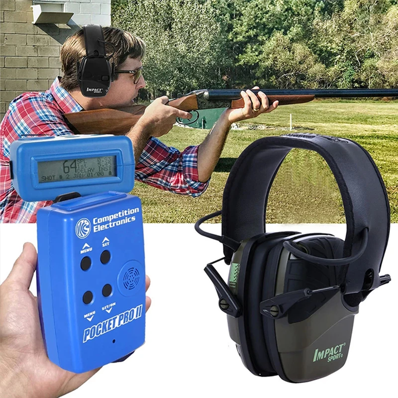 

Tactical electronic shooting timer with sensor buzzer hunter training electronic shooting earmuffs anti-noise headphones