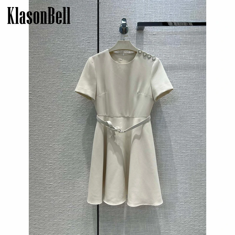 

6,23 KlasonBell праздничное подиумное Полосатое разразное платье с пуговицами и присборенной талией для женщин