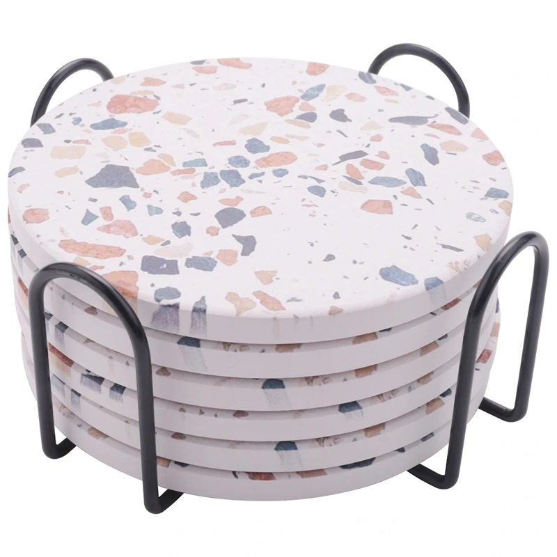 

Подставки для напитков, абсорбирующие керамические подставки в мраморном стиле с пробковой основой, подарок на новоселье для дома и кухни