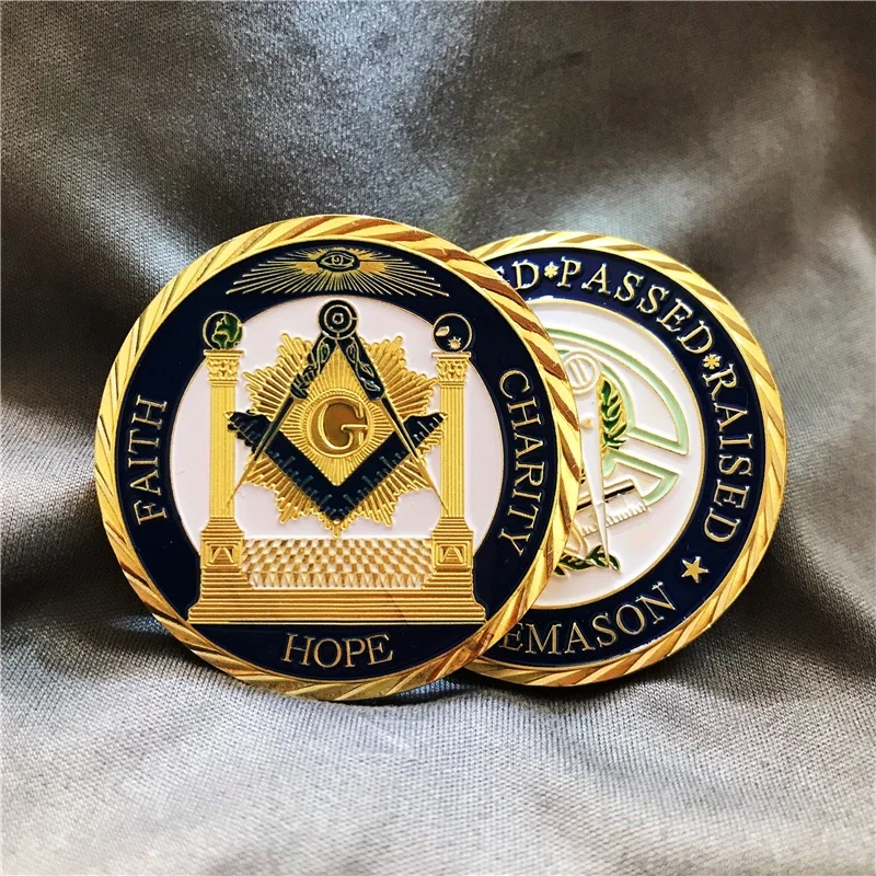 Железная монета Masonic Brotherhood Challenge с золотым двусторонним дизайном