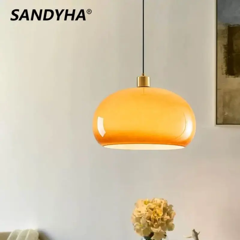 

Modern Pendant Light Nordic Gradually Yellow Glass Chandelier Led Lamp for Bar Dining Room Lampara Colgante Techo Home Decor