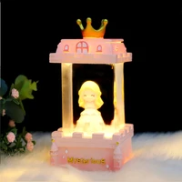 fairy tale princess crystal light ornaments creative snowflake castle night light birthday gifts bedroom desktop decorations