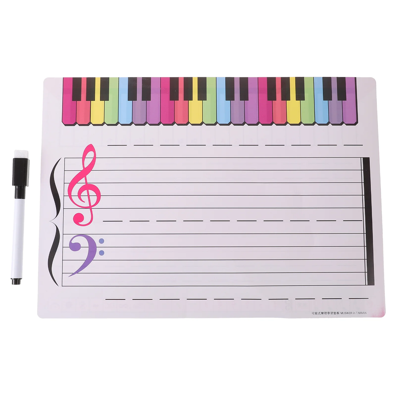

Staff Whiteboard Portable Keyboard Music Teaching Tool Erasable Stave Musical Note Writable Pet Film Card Stickers Student