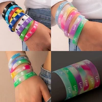 fashion colorful bright rubber pirate skull bracelet for man women heart luck clover girls elasticity sports silicone bracelets
