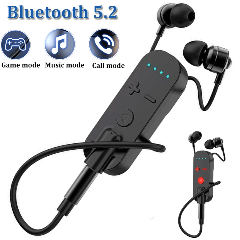 

Bluetooth 5.2 Headset Stereo Sports Earbuds Wireless Bluetooth Audio Receiver 3.5mm Earphone with HD Microphone Long Standby