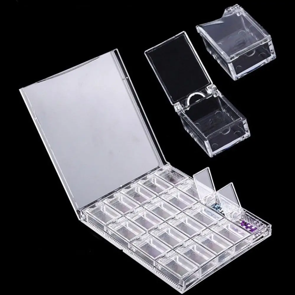 

20 Grids Clear Display Case Organizer Holder For Jewelry Nail Rhinestone Beads Box Acrylic Makeup Organizer Nail Art Storage Box