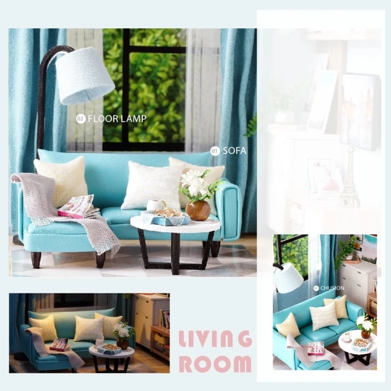 Симпатичный кукольный домик мебель миниатюрный сделай сам комната дом игрушки