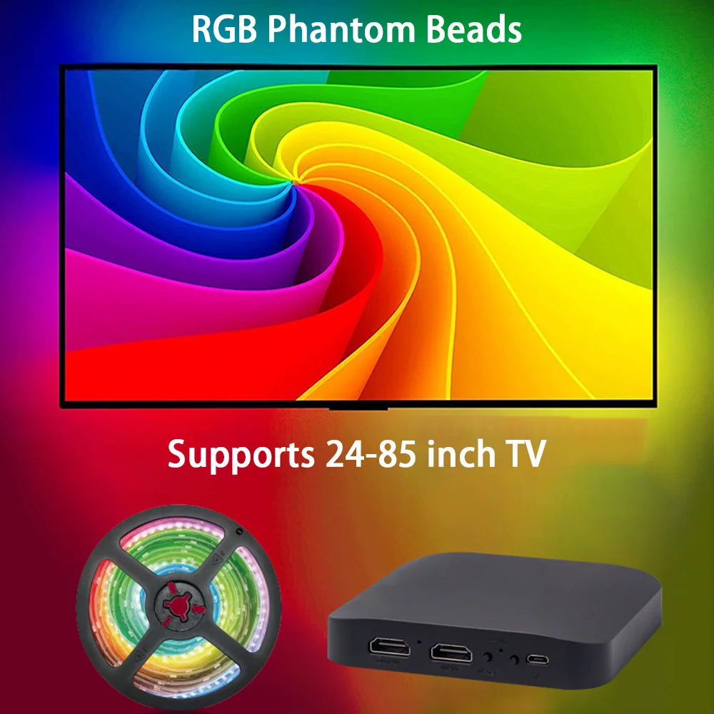Фото Smart Ambient TV Светодиодная подсветка 4K 1.4 2.0 HDMI Device Sync Box и WS2812B 5050 RGBIC Strip Light Kit для 24-65-дюймового ПК PS4 XBOX №4
