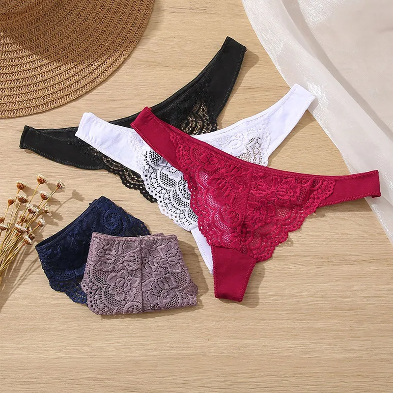 

Women's Sexy Lingerie Lace Low Waist G-String Thong Panties Cotton Underwear