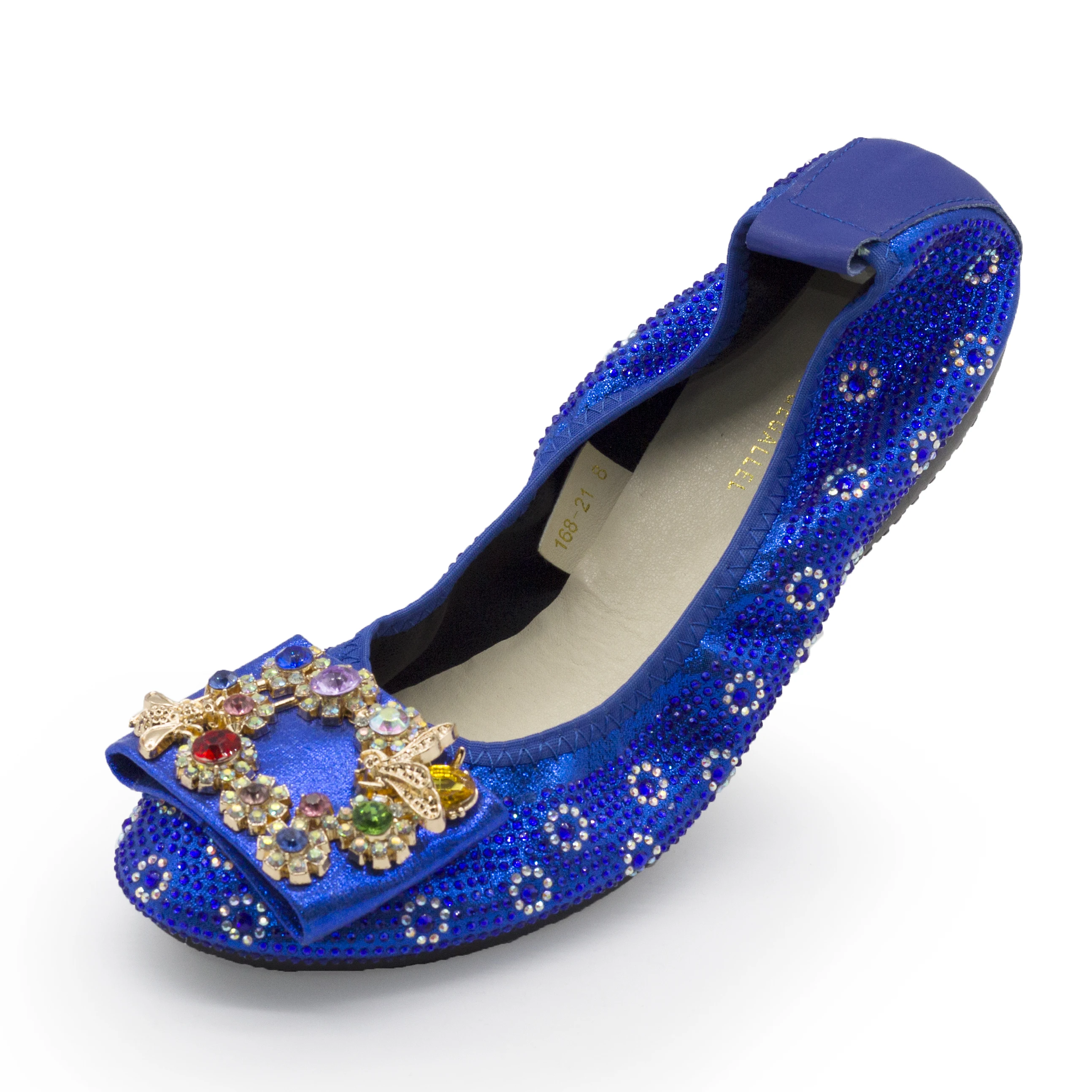 168-21 Royal Blue Plus Size 43 44 45 Women Flats Flexible Ballet Shoes 2022 New Designer Wedding Flats Nurse Flat Shoes Women