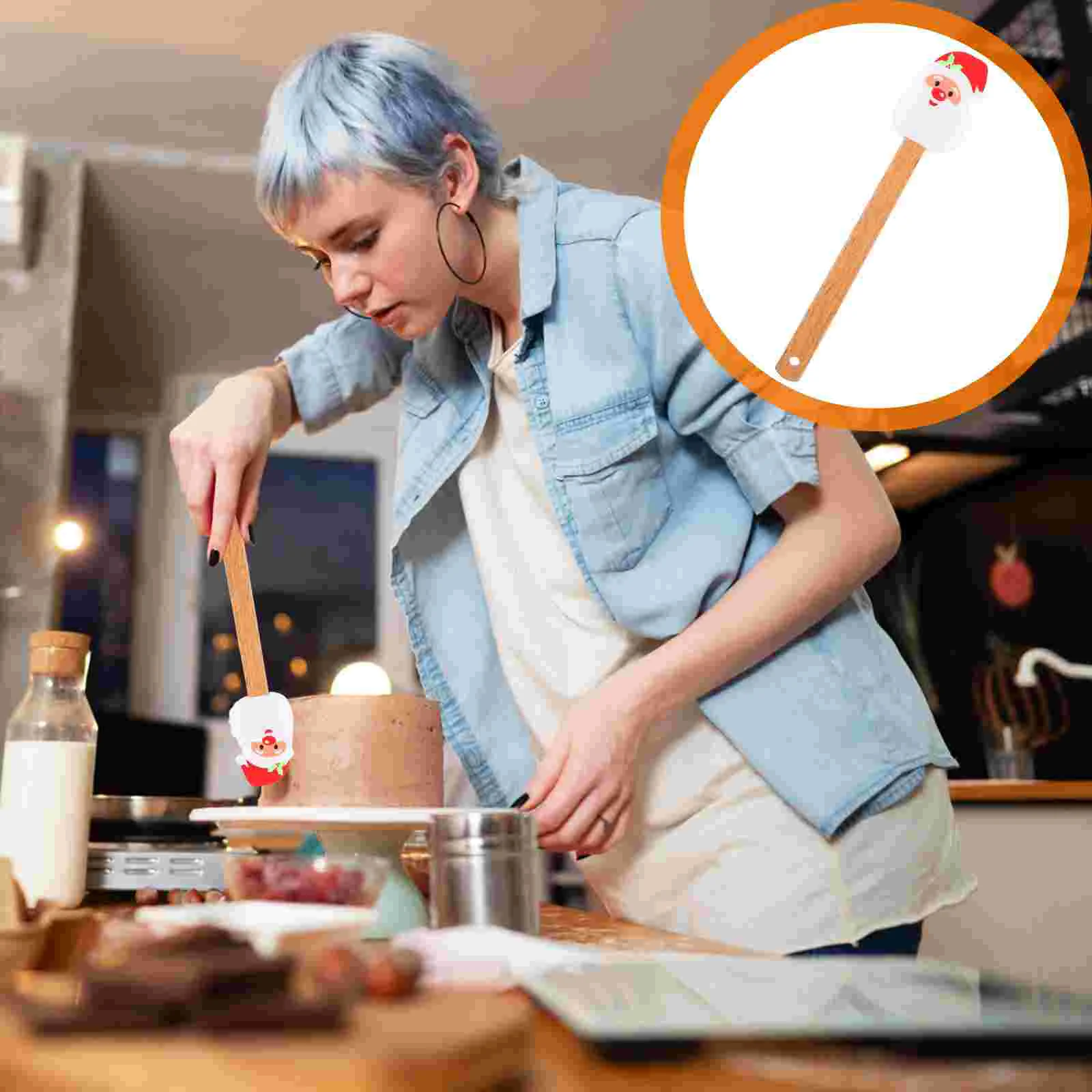

Christmas Spatula Handle: 2pcs Xmas Spatula Santa Claus Butter Mixing Scraper for Christmas Party Decoration