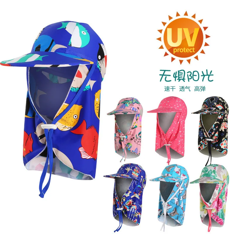 New Children's Bucket Hats For 2 Years To 12 Years Old Kids Wide Brim Beach Uv Protection Outdoor Big Brim Sun Caps